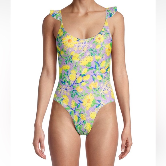 FARM RIO LEMON DROP LOW-BACK ONE PIECE SWIMSUIT, NWT XL - Picture 1 of 6